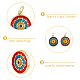 DICOSMETIC 12Pcs 2 Colors Flat Round Brass Micro Pave Cubic Zirconia Charms KK-DC0002-80-4