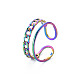 Colore arcobaleno 304 anello per polsino a forma di catena barbazzale in acciaio inossidabile RJEW-N038-038M-3