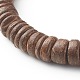 天然ココナッツウッドビーズストレッチブレスレット  チベットスタイルの合金ビーズキャップ付き  ココナッツブラウン  内径：2-1/4インチ（5.55cm）  11.5mm BJEW-JB06643-5