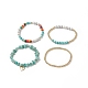 4 Stück Set mit 4 natürlichen und synthetischen gemischten Edelsteinsplittern und Heishi-Perlen-Stretch-Armbändern BJEW-JB09922-1