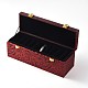長方形シノワズリー刺繍シルクブレスレットボックス  ベルベットと  木材や金属の留め金  10 compertments  暗赤色  30x10x10.4cm SBOX-N003-10-5