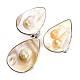 Concha de agua dulce con anillos de dedo ajustables de perlas para niñas y mujeres AJEW-Z010-03C-P-1