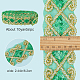 エスニック風刺繍ポリコットンリボン  ガーゼとスパンコール付き  ジャカードリボン  チロリアンリボン  服飾材料  菱形模様  ライムグリーン  2-1/2インチ（62mm） OCOR-WH0066-34C-2