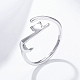Rhodium Plated 925 Sterling Silver Cuff Finger Rings RJEW-FF0009-01P-2