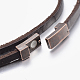 Three Loops Leather Cord Warp Bracelets BJEW-F325-01R-3