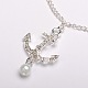 Silver Color Plated Anchor Alloy Grade A Rhinestone Anklets AJEW-AN00022-01-2