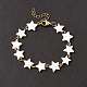 Bracelet chaîne à maillons étoile en coquillage naturel BJEW-C015-02G-2