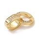 Rack Plating Brass Micro Pave Clear Cubic Zirconia Fold Over Clasps KK-Q772-03G-3