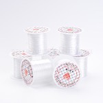 Cuerda de cristal elástica plana, Hilo de cuentas elástico, para hacer la pulsera elástica, blanco, 0.8mm, alrededor de 10.93 yarda (10 m) / rollo, 25 rollos / bolsa