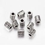 Tibetan Style Alloy Beads, Column, Antique Silver, Lead Free & Cadmium Free, 9x7mm, Hole: 3.5mm