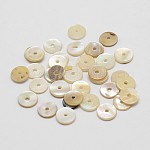 Естественно оболочки бусинка прокладки, Диск / плоские круглые, Heishi бусы, цвет морской раковины, 7~8x1~3 мм, отверстие : 1 мм, около 144 шт / упаковка