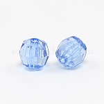 Blaue Farbe facettierten runden transparenten Acryl-Perlen, 6 mm, Bohrung: ca. 1 mm