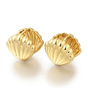 Серьги-кольца из латуни в форме ракушки с покрытием стойки EJEW-H016-34G