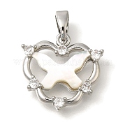Подвески из латуни с микропаве из кубических цирконий и ракушек KK-K388-82P