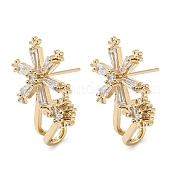 Серьги-гвоздики из латуни с прозрачным фианитом EJEW-B035-09KCG