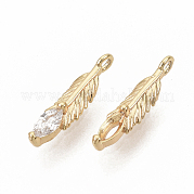 Brass Micro Pave Clear Cubic Zirconia Charms ZIRC-T011-26G-NF