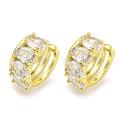 Серьги-каффы из латуни с микропаве и кубическим цирконием EJEW-C104-061G