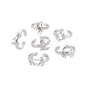 304 Stainless Steel 12 Constellations/Zodiac Signs Open Cuff Ring for Women RJEW-S405-156P
