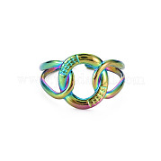 Anillo de acero inoxidable con anillo entrelazado de color arcoíris 304 RJEW-N038-042M