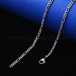 Collares de cadena fígaro de acero inoxidable 304 que no se deslustran, con cierre de pinza, color acero inoxidable, link: 11x5x1.4 mm y 7.5x5.5x1.4 mm, 19.68 pulgada (50 cm)