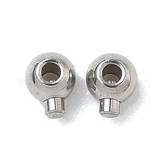Perline di crimpatura in acciaio inossidabile 304, tondo, colore acciaio inossidabile, 4x3x2.5mm, Foro: 1 mm