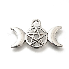 Encantos de aleación de estilo tibetano, sin plomo y cadmio, pentagrama de la triple diosa, plata antigua, 13x22x2mm, agujero: 2 mm, aproximamente 769 unidades / 500 g