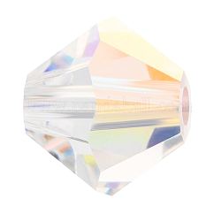 Preciosa® Kristallperlen, tschechischer Kristall, Doppelkegel (451 69 302 Rondell), 00030 200 Kristall ab, 4 mm, Bohrung: 0.8 mm