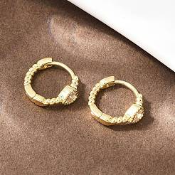 Orecchini a cerchio in ottone con micro pavé di zirconi chiari a cuore&nbsp;EJEW-D348-26G