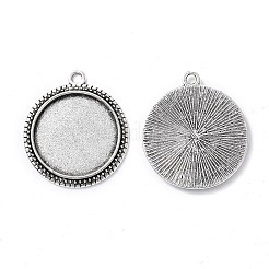 Pendente basi di cabochon piatto tondo in lega stile tibetano&nbsp;LS-TIBEP-M022-34AS