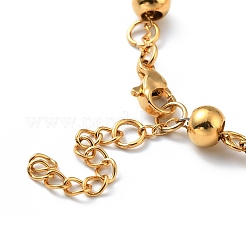 Bracciale a maglie a trifoglio in acciaio inossidabile 304 con placcatura sotto vuoto in PVD e catene di perline per donna&nbsp;BJEW-E108-08G