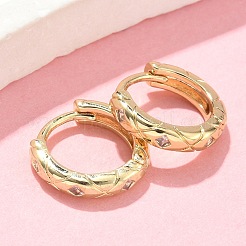 Pendientes de aro de latón cuadrado con micropavé de circonitas cúbicas transparentes&nbsp;EJEW-Z102-38G