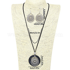 Set di collane e orecchini pendenti in lega e legno in stile etnico&nbsp;WGEBD92-02