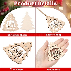 20 stücke 2 arten weihnachten baum holz anhänger dekorationen&nbsp;WOOD-YW0001-72