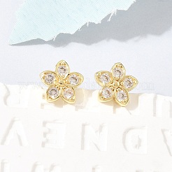 Valentinstag-Ohrstecker aus Messing mit Mikropavé-Fassung und klaren Zirkonia&nbsp;EJEW-C186-22G-04