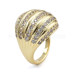 Gestellplattierung Messing Mikropflaster klare Zirkonia Manschettenfingerringe für Frauen&nbsp;RJEW-M028-41G