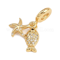 Ciondoli pendenti europei in ottone con micro pavé di zirconi chiari&nbsp;X-KK-N271-45G