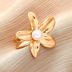 Anelli polsini in acciaio inossidabile 304 a forma di fiore&nbsp;RJEW-D306-21G
