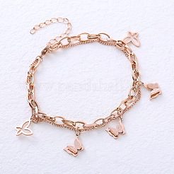 Amis Rad Winter Damen Armband Schmetterling Mehrkettchen Titan Stahl Roségold Schmuck&nbsp;ET6922