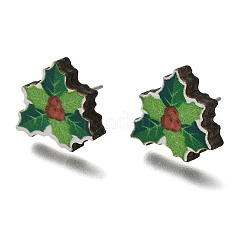 Pendientes de madera con estampado navideño para mujer&nbsp;EJEW-U025-01A