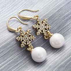 Orecchini pendenti in ottone con micro pavé di zirconi chiari&nbsp;EJEW-F362-05G