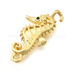 Messing Micro Pave schwarze Zirkonia Meerestiere Verbinder Charms&nbsp;KK-C121-03G