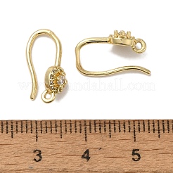 Ganchos para pendientes con revestimiento de latón y micro pavé de circonitas cúbicas transparentes&nbsp;KK-A231-10G
