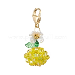 Decorazioni pendenti con perline di semi di vetro e diaspro imperiale sintetico tinto di frutta e fiori&nbsp;HJEW-MZ00307-05