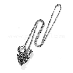 Halskette mit bösem Totenkopf-Anhänger aus Edelstahl&nbsp;SKUL-PW0001-134