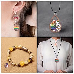 48 pièce 12 styles de grands pendentifs en bois de tremble imprimés sur une seule face&nbsp;WOOD-CA0001-72