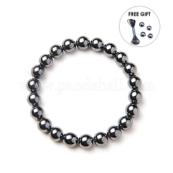 Non magnetici sintetici branelli ematite rotondi estendono bracciali&nbsp;BJEW-PH0001-8mm-22