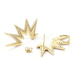 Latón micro pave aretes de circonita cúbica transparente&nbsp;EJEW-G350-03G