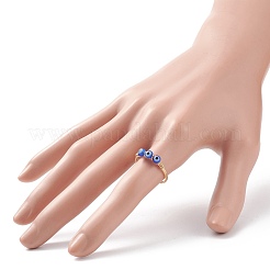 Anello per dito con perline intrecciate a lampwork malocchio&nbsp;RJEW-JR00524