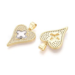 Valentinstag Messing Micro Pave klare Zirkonia Anhänger&nbsp;KK-T080-35G-02