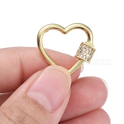 Laiton micro pave clair zircone cubique vis mousqueton charmes de verrouillage&nbsp;ZIRC-E164-07G